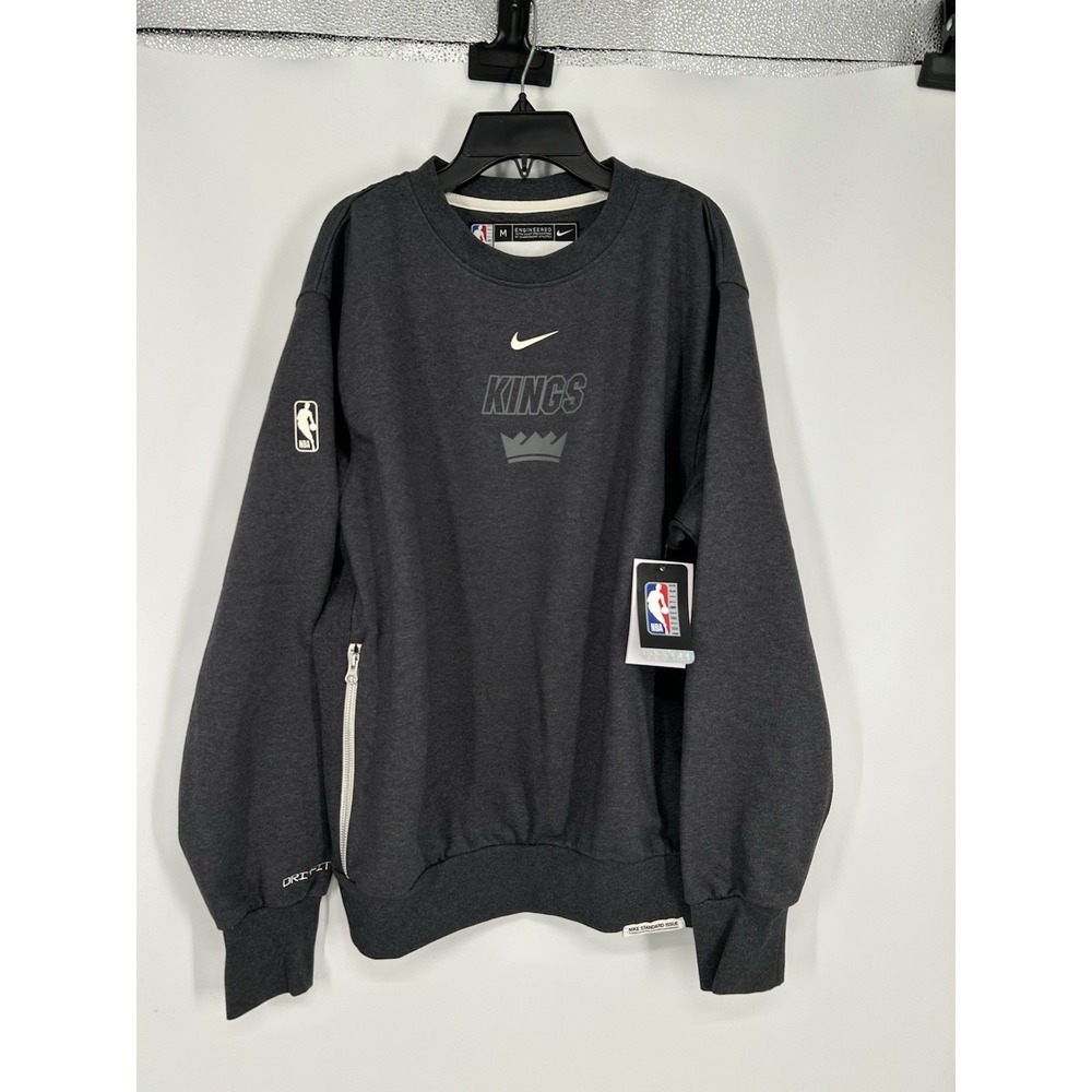 Sacramento Kings Nike Dri Fit Crewneck Sweatshirt Center Swoosh NBA Grey Medium